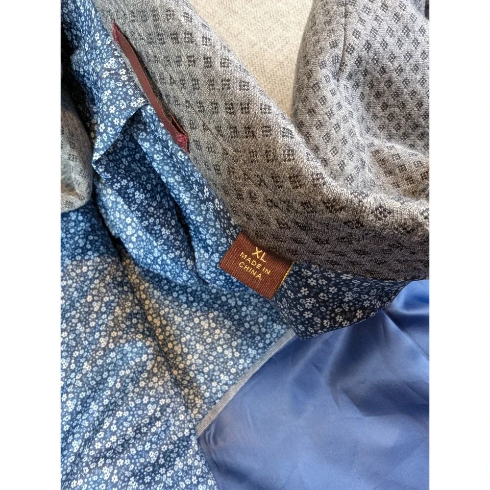 Johnston & Murphy Blazer Mens XL Grey Textured Knit Two Button Sport Coat
